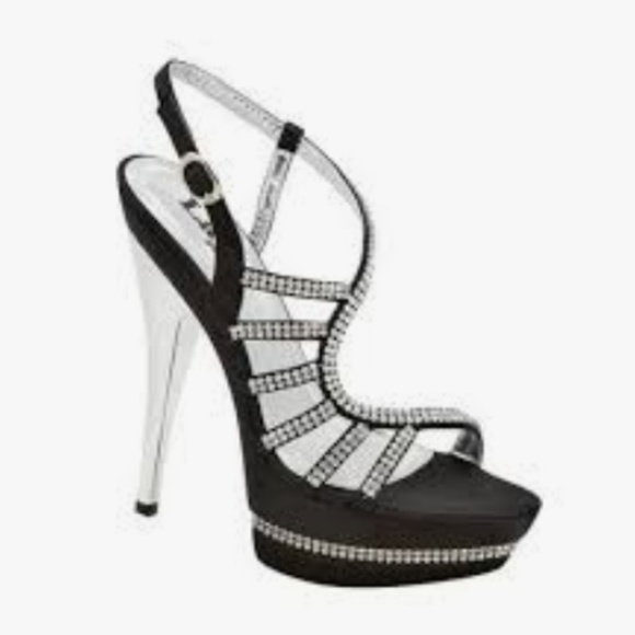 Lava Shoes Shoes - NWOT Lava Sleek Black Satin Rhinestones Heels 7.5